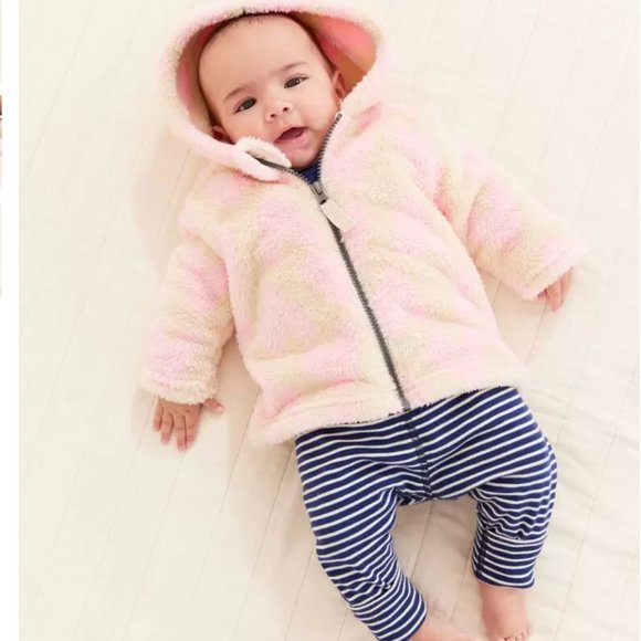 NWT Hanna Andersson Baby Print Jacket In Marshmallow, Light Oat Hearts, 18-24mos - Picture 2 of 5